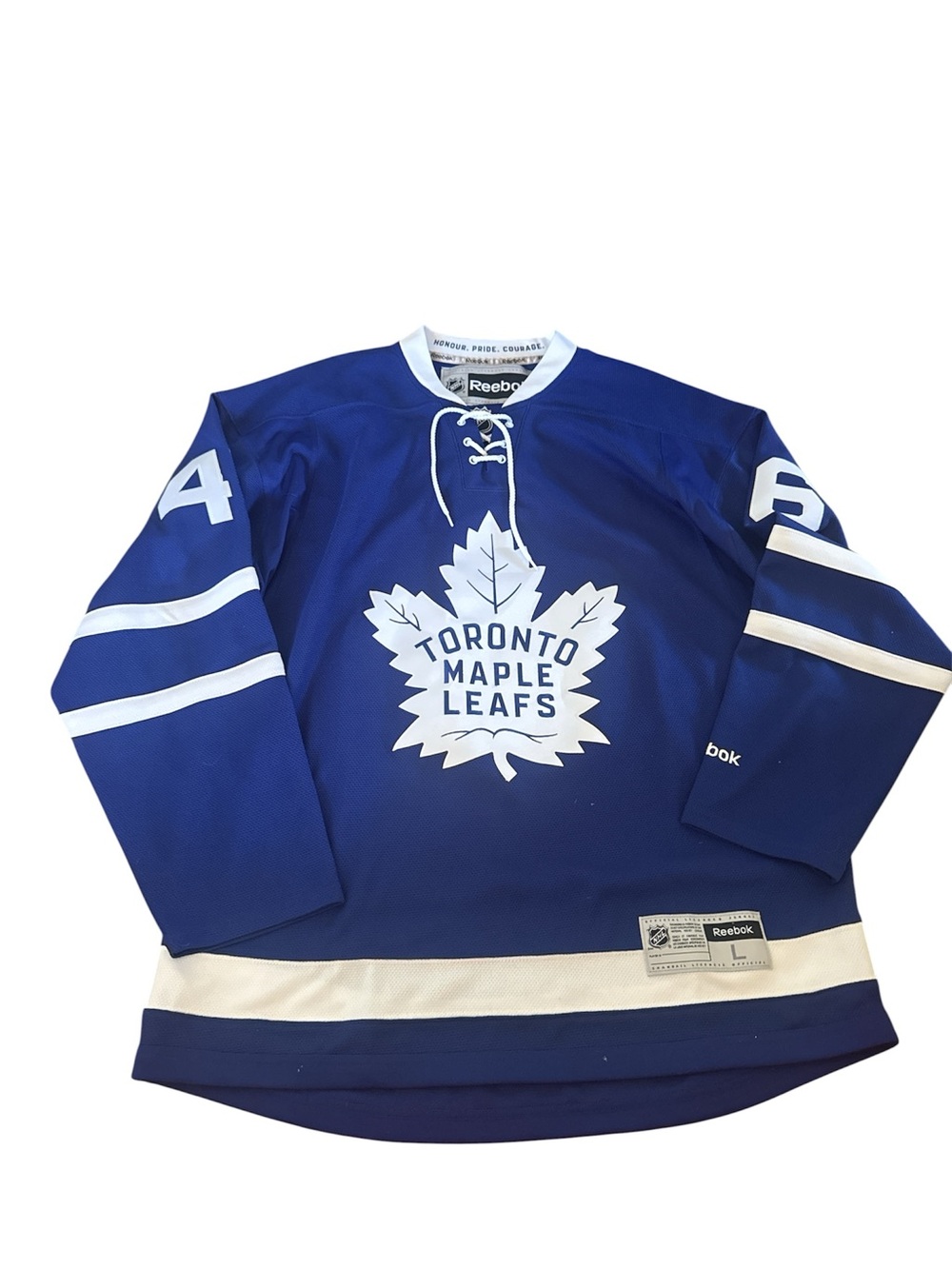 Reebok Toronto Maple Leafs Royal Blue and White Hockey Jersey Polak 46